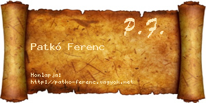 Patkó Ferenc névjegykártya