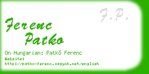 ferenc patko business card